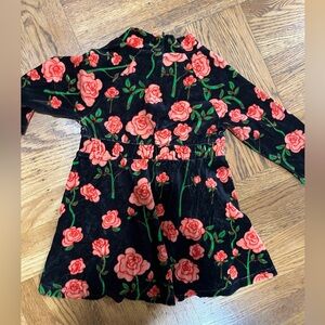 Mini Rodini Black and Red Floral Kids Dress 9-18 months